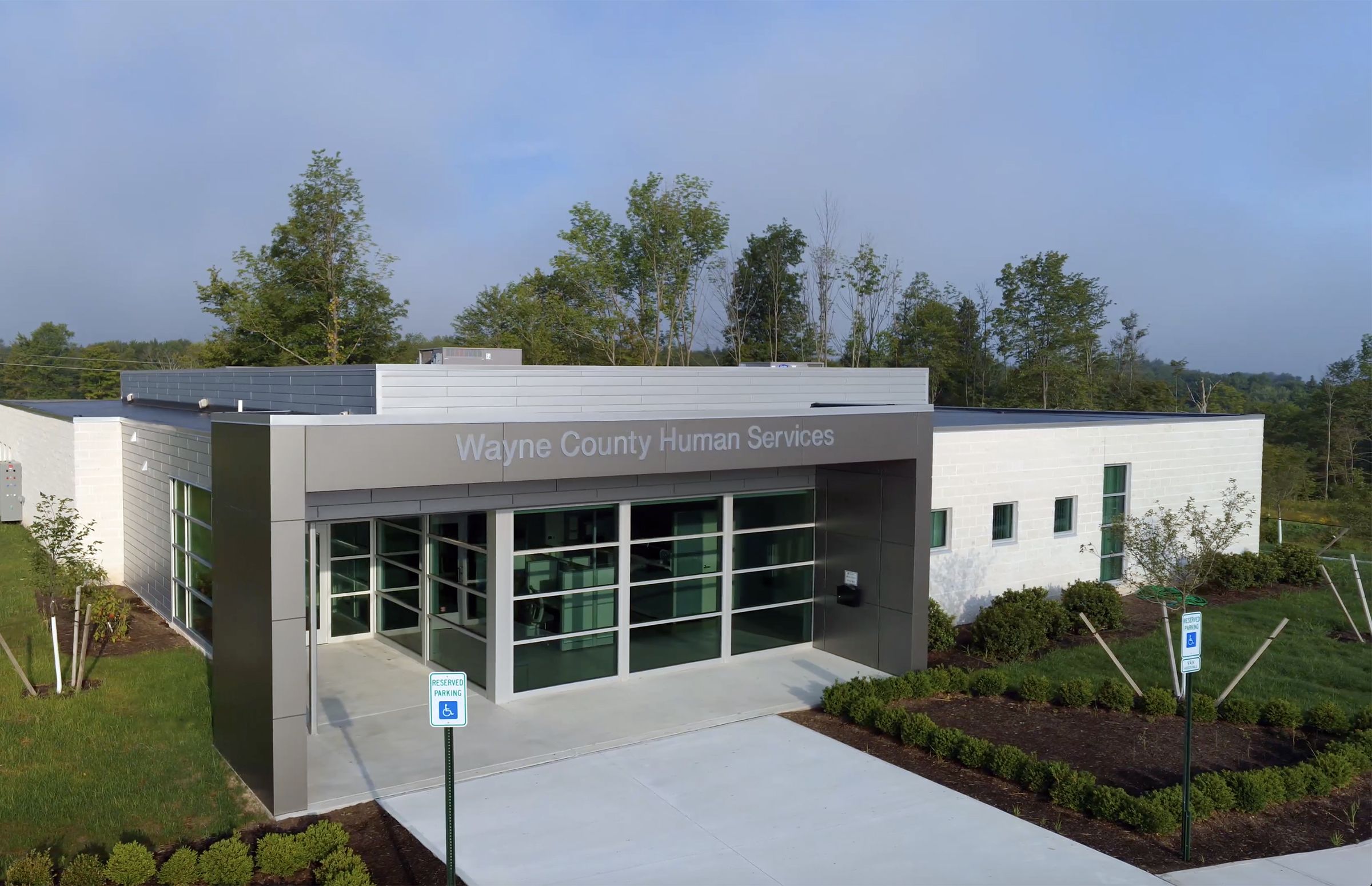 The Front of the PA Human Services Building in Sterling BUsiness & Technology Park.